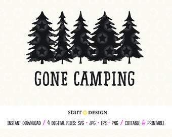 Gone Camping Digital File in SVG Jpg Png and EPS - Cut, Print, Decal for Cricut Crafting and more