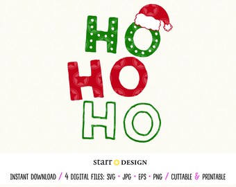 Archivo SVG de Navidad (Ho Ho Ho), Archivo SVG navideño, Archivo SVG de vacaciones, Archivo de corte, Archivo SVG para Cricut, Archivo SVG, Navidad, Archivo SVG de Papá Noel, ¡Ho Ho Ho!, Archivo de vacaciones