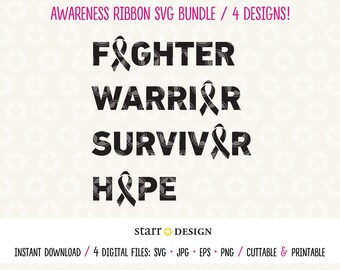 Cancer Ribbon Bundle, Awareness Ribbon Svg,  Digital File for Cricut and Silhouette, Make Shirts, Fundraise and more