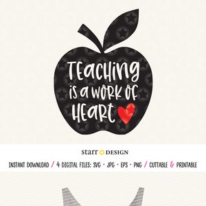 Maestro svg, Enseñar SVG, Enseñar es un trabajo del corazón Svg, Archivo de corte, Archivo Cricut, Archivo de maestro, Cricut SVG, enseñar svg, archivo svg, apple svg