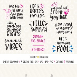 Summer SVG, Big Summer Bundle of Digital Downloads, Great for crafting and cutting machines