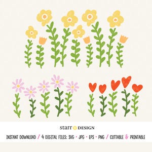 Flowers Bundle SVG Cut File Bundle for Cricut, Flower PNG, Floral Bundle, Floral SVG