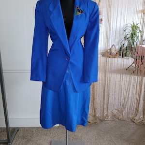 Vintage Avon Fashions Cobalt Electric Blue Leather Skirt Photos