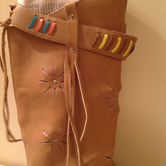 Tan Leather Fring Festival Boots - image 4