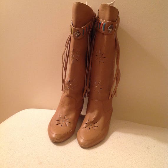 Tan Leather Fring Festival Boots - image 1