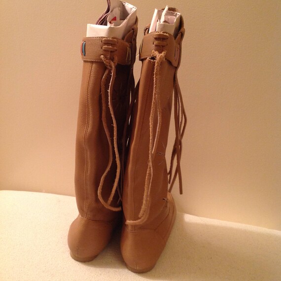 Tan Leather Fring Festival Boots - image 3