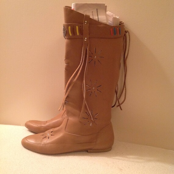 Tan Leather Fring Festival Boots - image 2