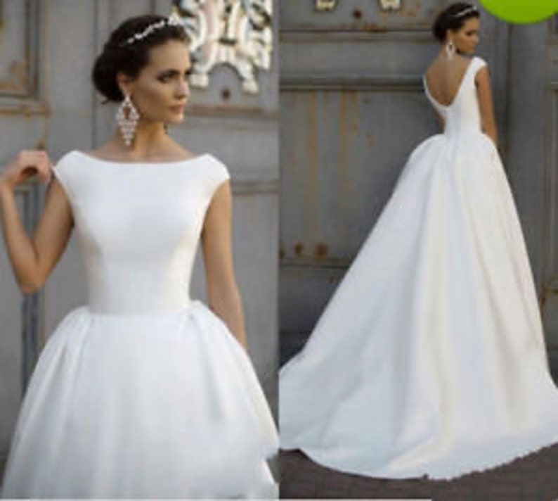 Yours And Mine Bridal 2018 Satin Royal Wedding Dress Minimal Etsy