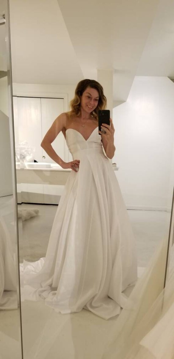 Yours Mine Bridal Plain Wedding Dress Crepe Fabric Off Etsy