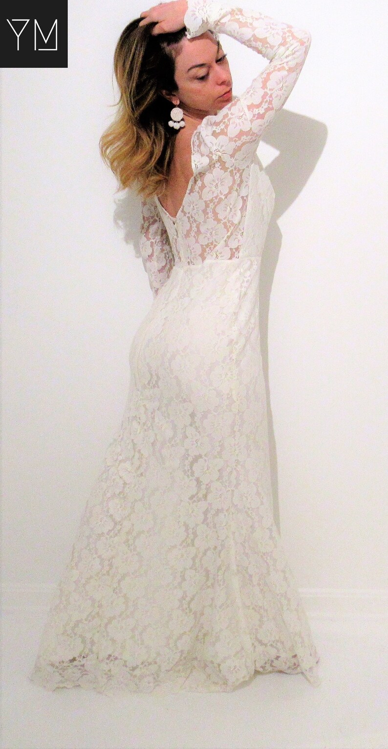 Yours Mine Bridal Lace Wedding Dress Fit To Flare Skirt Etsy