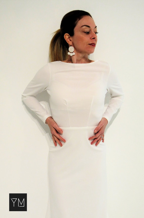 Yours Mine Bridal Plain Wedding Dress Simple Wedding Etsy
