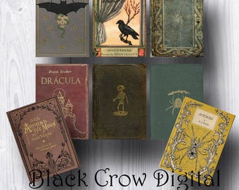 ATC Book Cover Cards; Grunge, Gothic, Creepy Vintage 2 1/2" by 3 1/2" Backgrounds;  Collage Sheet; Printable; Instant Download; Scrapbooking