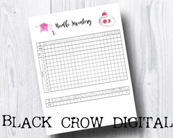 Printable Knitting Needle Inventory Record Sheet Page, For Knitters to Organize Track Needle Inventory,  Instant Download