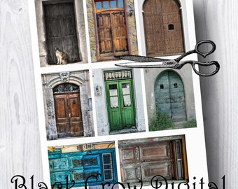 ATC Doors & Windows; Vintage, Old, Rustic; Old Wood; 2 1/2" by 3 1/2" Backgrounds;  Collage Sheet; Printable; Instant Download; Scrapbooking