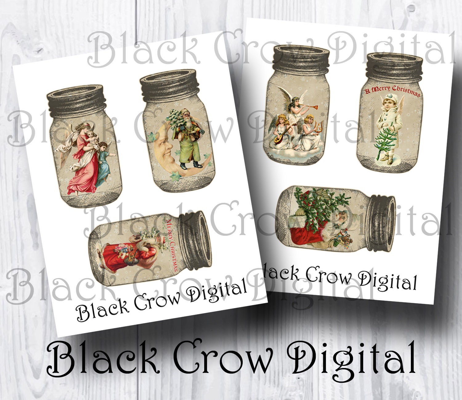 Vintage Christmas Mason Jars Gift Tags Christmas Holiday Hang Tags ...