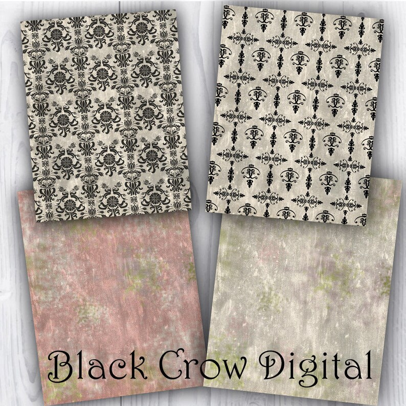 Grungy Baroque Papers Vintage Pink Green & Cream Wallpaper Etsy