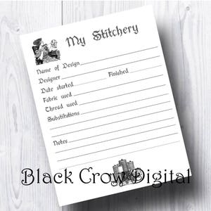 Printable My Stitchery Labels, Journal Pages, Plain White,  3 Sizes, Record Your Cross Stitch Embroidery Projects, Label Completed Project