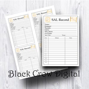 SAL Record Cards for Cross Stitching; Tracker for Stitch Along Cross Stitch Patterns & Projects; Instant Digital Download, Printable  PDF