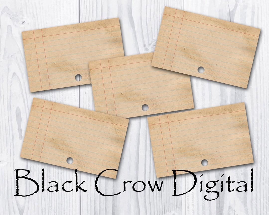 Grungy Library Card Catalog Cards; Blank Library Cards; Blank Journal