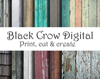 Weathered Wood Papers;  Old Barnwood, Chipping Paint; Background;  Scrapbooking; 8 1/2" x 11"; 12 Pages, Instant Download; Printable