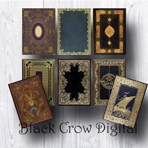 ATC Book Cover Cards; Vintage, Gold Gilded Vintage; 2 1/2" by 3 1/2" Backgrounds;  Collage Sheet; Printable; Instant Download; Scrapbooking