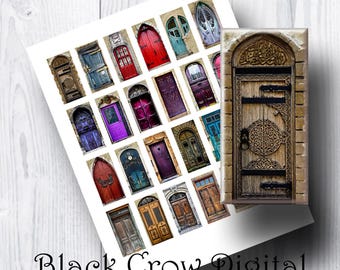 Domino Shape 1" by 2";  Doors Collage Sheet, Vintage, Gothic, Different Styles;  For Tray Pendants;  Scrapbooking, Cabochons, Jewelry Making