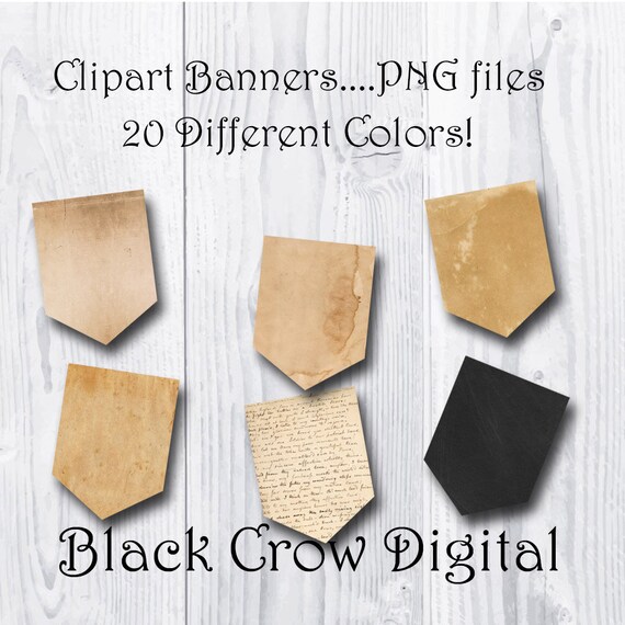 Banners Flags Pennants Clipart Old Grungy Paper Chalkboard Etsy