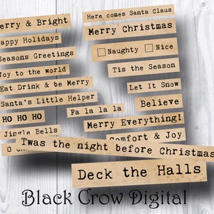 Weihnachten Sprüche, Mixed Media, Collage Sheet, Urlaubs Sprüche, Journaling Worte, JPG Druckbare Instant Download