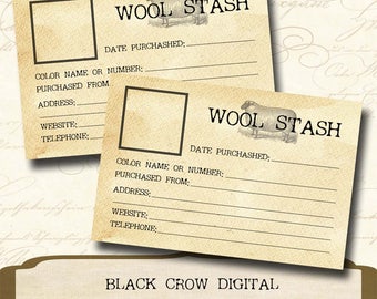 Rug Hookers Hooking Wool Stash Fabric Inventory Record 4 x 6 Cards with Tab Dividers Instant Download PDF File