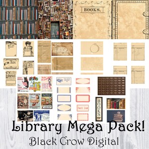 図書館カードとその他メガパック / 空白の図書館カード / ブックプレート、ATC / 背景 / プリミティブグランジカード / 印刷可能な即時ダウンロード