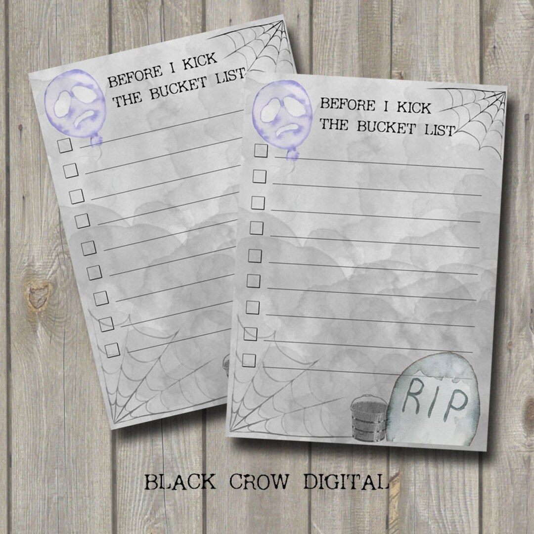 Before I Kick the Bucket List Instant Digital Download Printable Over