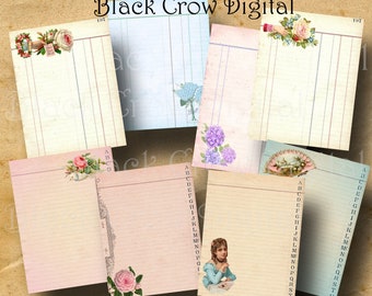 Shabby Chic Ledger Pages; Vintage Floral Pastel Junk Journal Pages; 8 Designs, Instant Download; Digital Printable