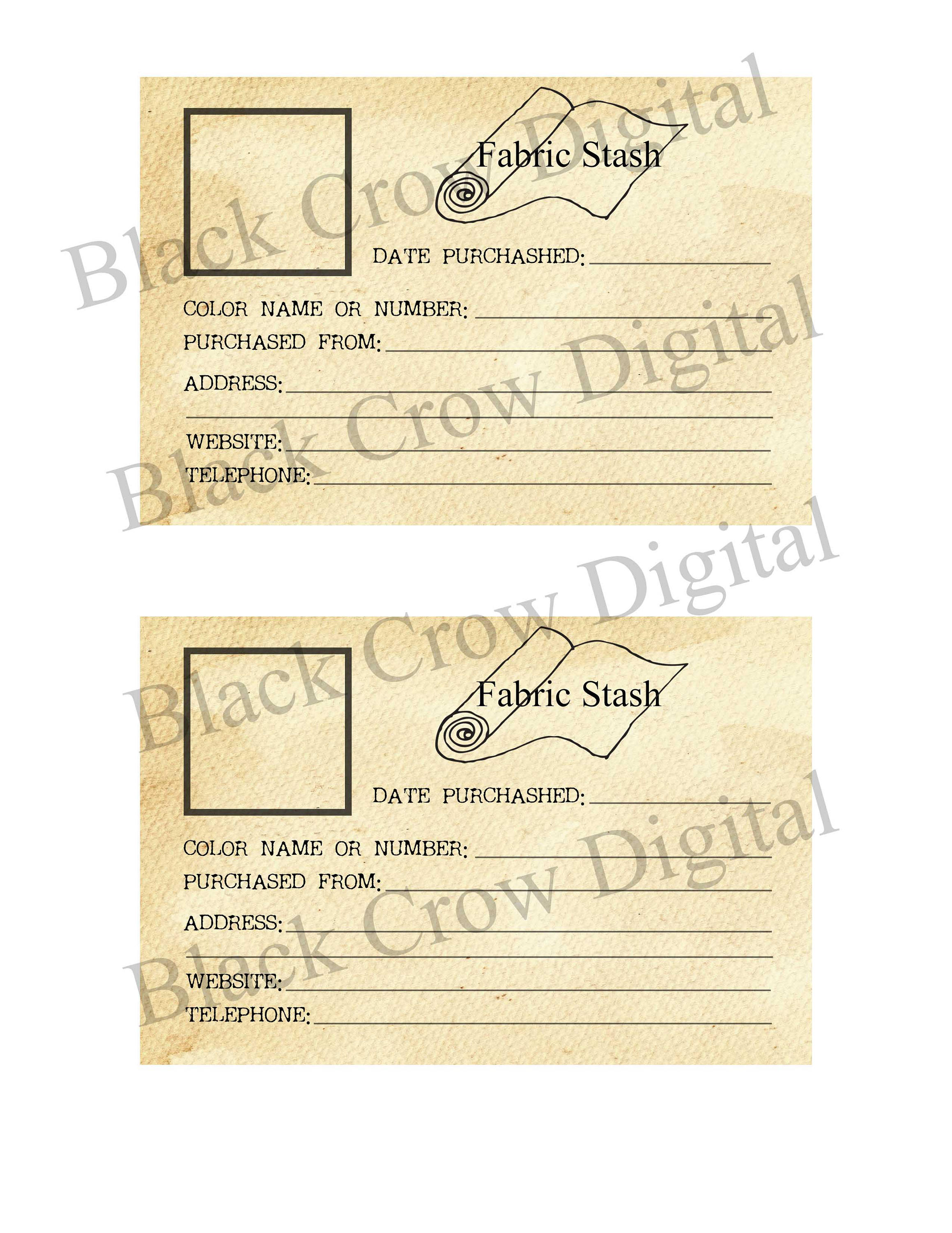 Fabric Stash Inventory Record - for Quilters, Cross Stitching ...