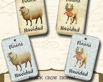 Sheep Christmas Gift Tags,  For Rug Hooking, Yarn, Wool Gift, Knitting Crochet Gift,  Embellishments - Printable Instant Download
