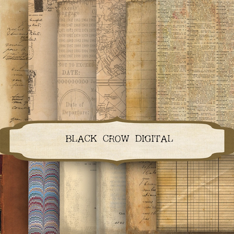 Printable Book Cover & Pages Vintage Antique Papers DIY | Etsy