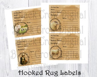 Rug Hooking Hooked Rug Labels - 4 Designs - Print & Cut - Instant Download PDF File