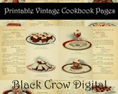 Printable Vintage Cookbook Pages / Pastry Baking Recipes & Illustrations / 19 pages / JPG / Instant Download / Collage Sheet