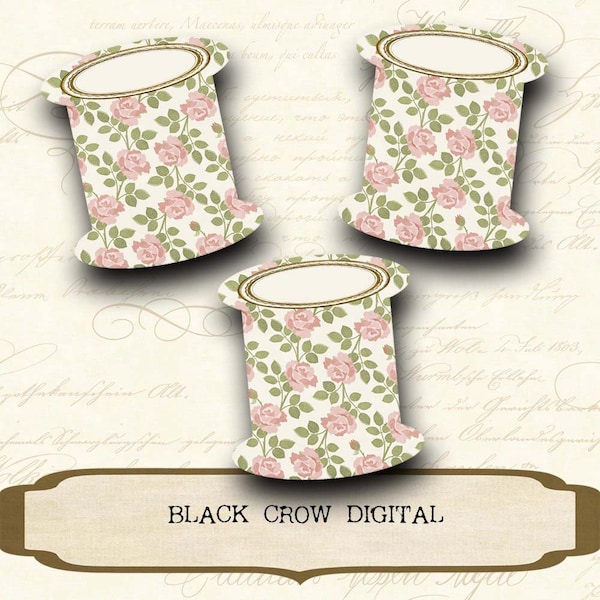 Floss Thread Bobbins, Shabby Pink Roses, Cross Stitch Floss Thread Storage, Instant Download PDF Print & Use