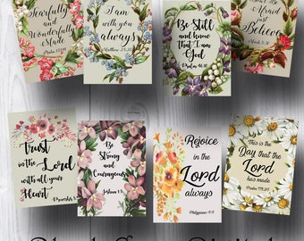 Bible Verses Tags; Scripture Art; Gift Tags; Inspirational Bible Verses; Collage Sheet; 2.5" x 3.5"; JPG; Printable; Instant Download