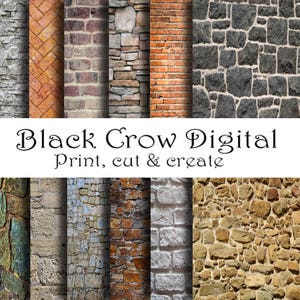 Brick Stones Papers;  Old Brick Walls, Chipping Paint; Backgrounds;  Scrapbooking; 8 1/2" x 11"; 12 Pages, Instant Download; Printable