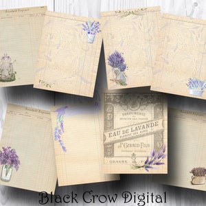 Lavender Floral Ledger Pages; Vintage Floral Pastel Junk Journal Pages; 8 Designs, 8 1/2&quot; x 11&quot; Pages,  Instant Download; Digital Printable