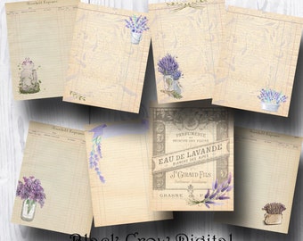 Lavender Floral Ledger Pages; Vintage Floral Pastel Junk Journal Pages; 8 Designs, 8 1/2" x 11" Pages,  Instant Download; Digital Printable