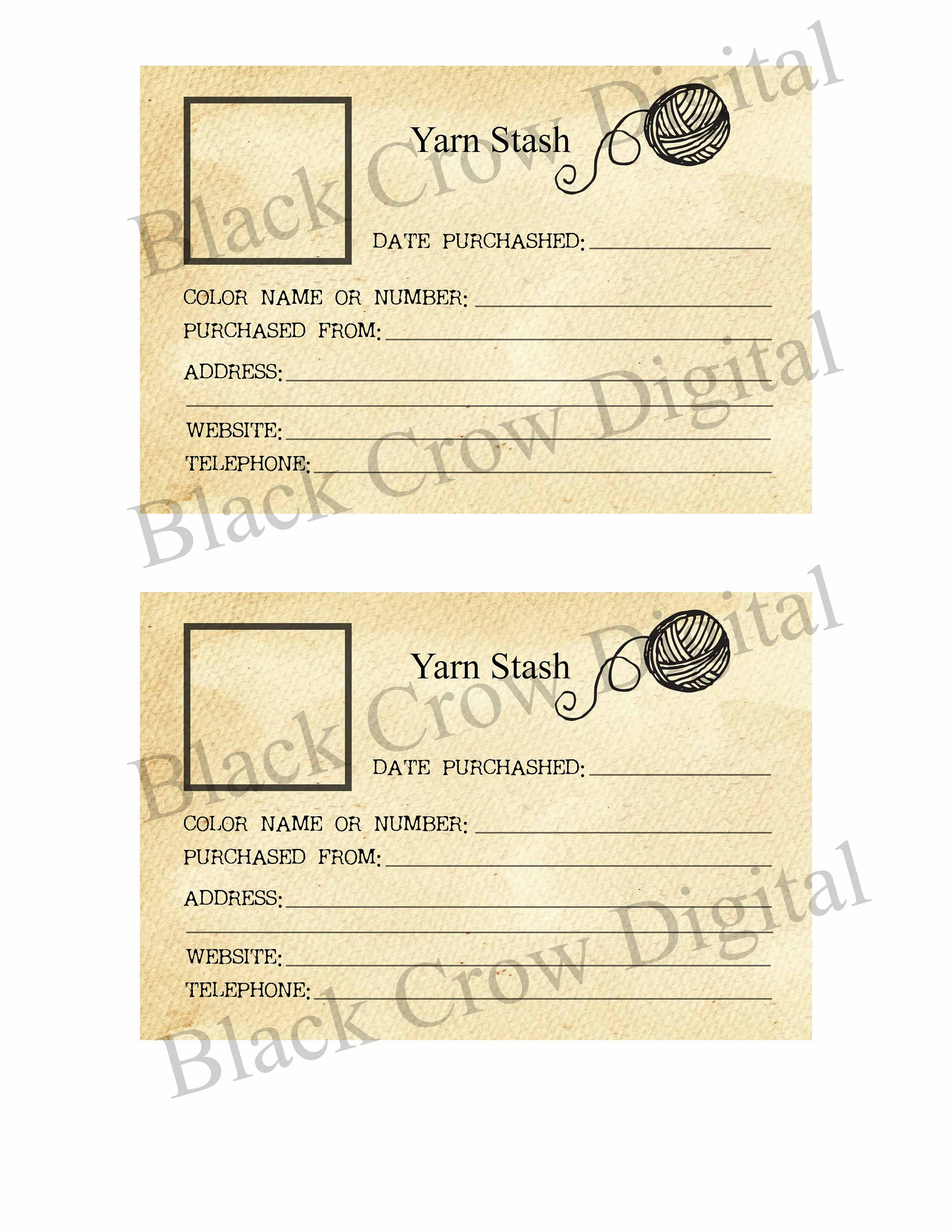 Yarn Stash Inventory Record for Knitting Knitters Crochet Etsy