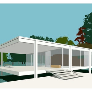 Farnsworth House graphic design giclée print