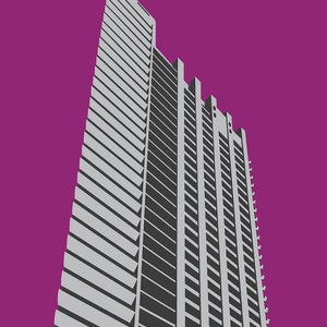 Barbican Tower III Purple graphic design giclée print