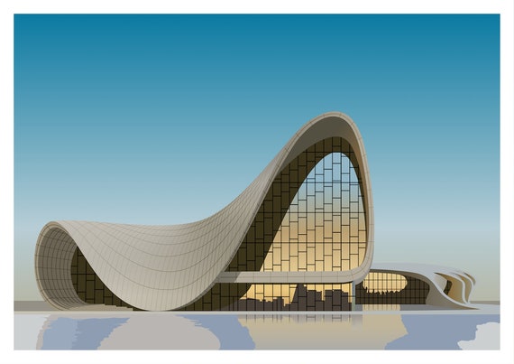 Heydar Aliyev Center II Graphic Design Giclée Print - Etsy