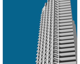 Conception graphique de la tour Barbican impression giclée