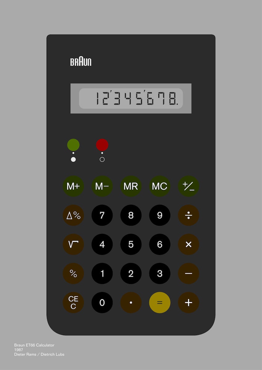 Braun ET66 Calculator Graphic Design Giclée Print - Etsy