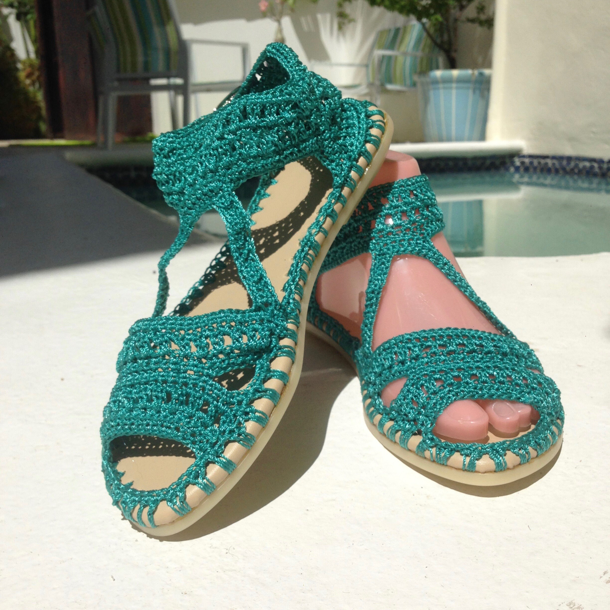 crochet sandalias de ganchillo con suela de goma Etsy