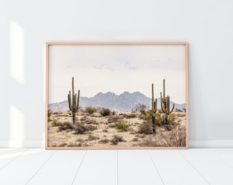Horizontal Desert wall art, Desert Printable, Cactus Wall Art, Landscape Prints Wall Art, Boho Decor, Desert Cactus Print